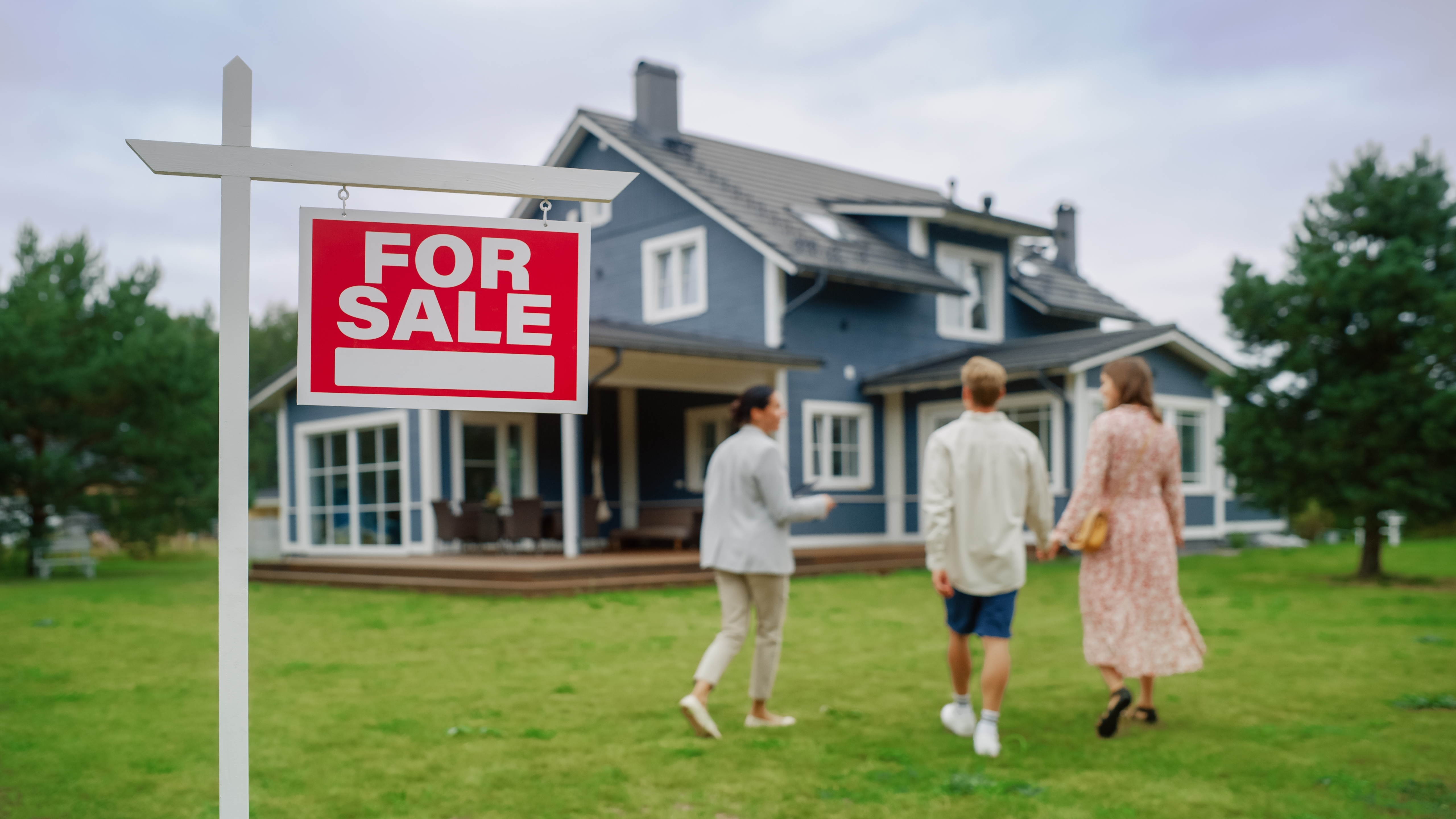 A home for sale at golden hour