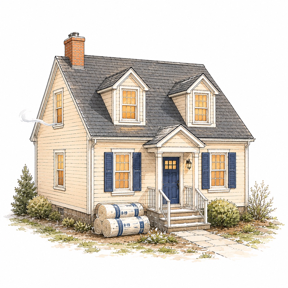 Home with initial efficiency upgrades, Grade C