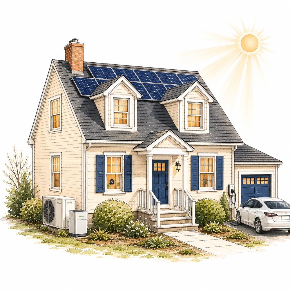 Fully optimized home with solar and battery, Grade A