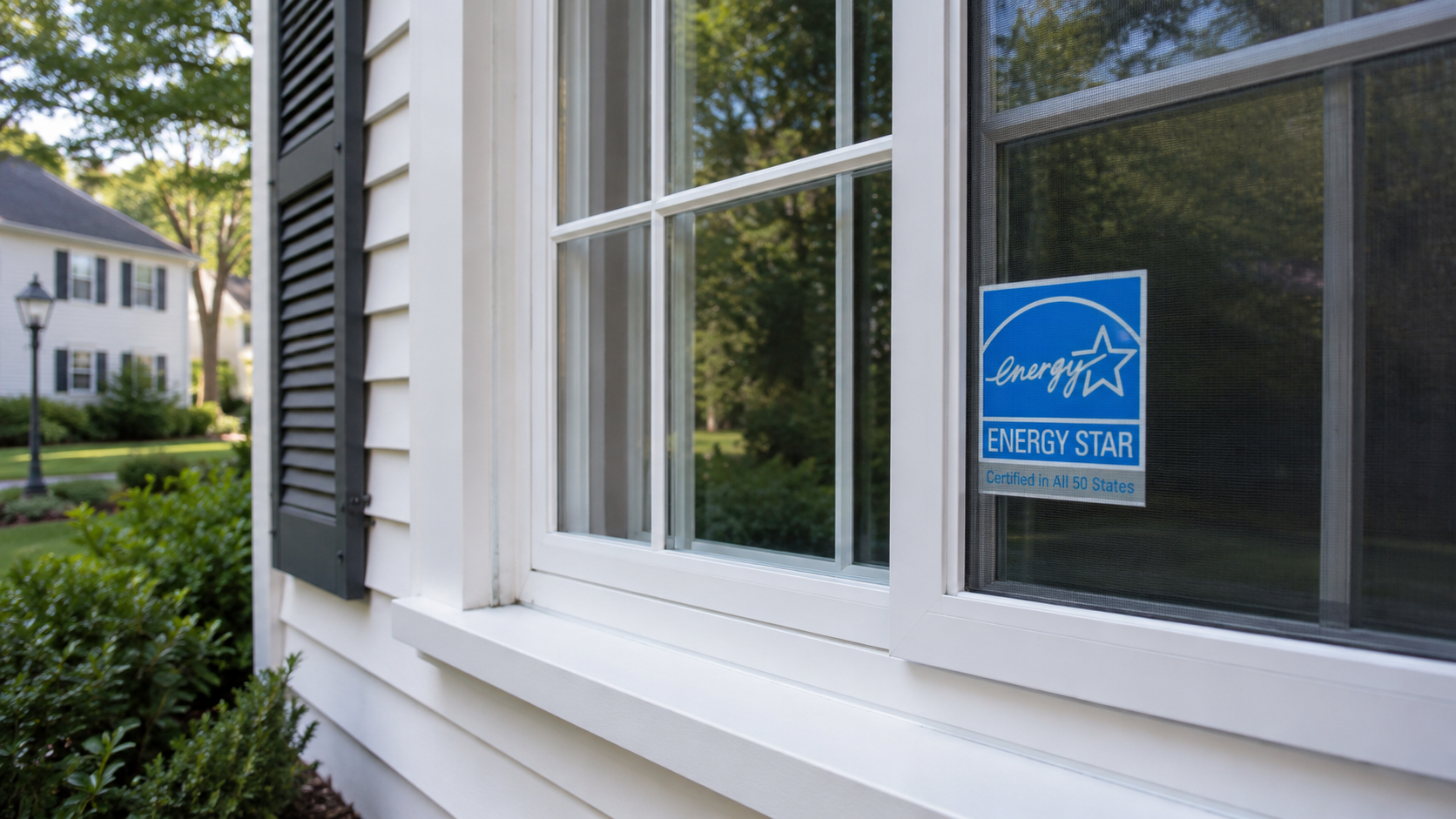 Installer setting an ENERGY STAR triple-pane window into the rough opening on a New England home renovation