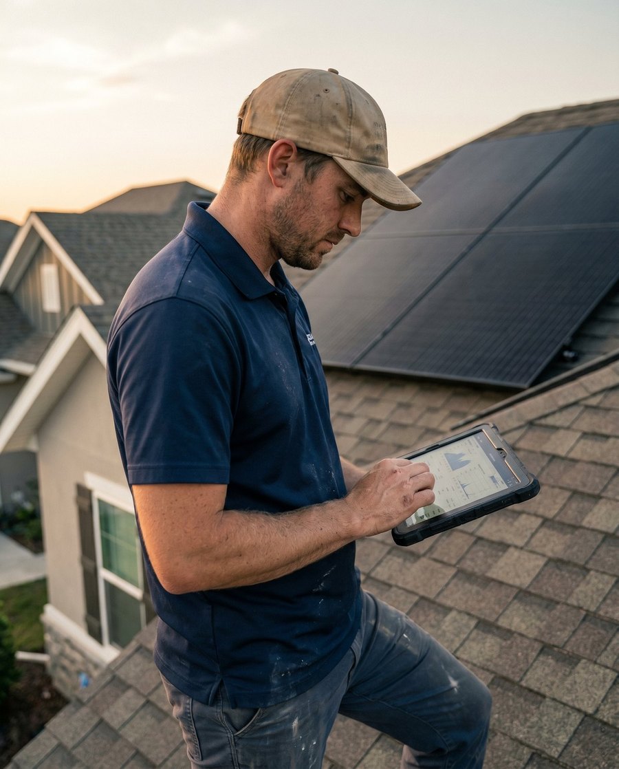 A ProFusion solar installation partner on a residential rooftop