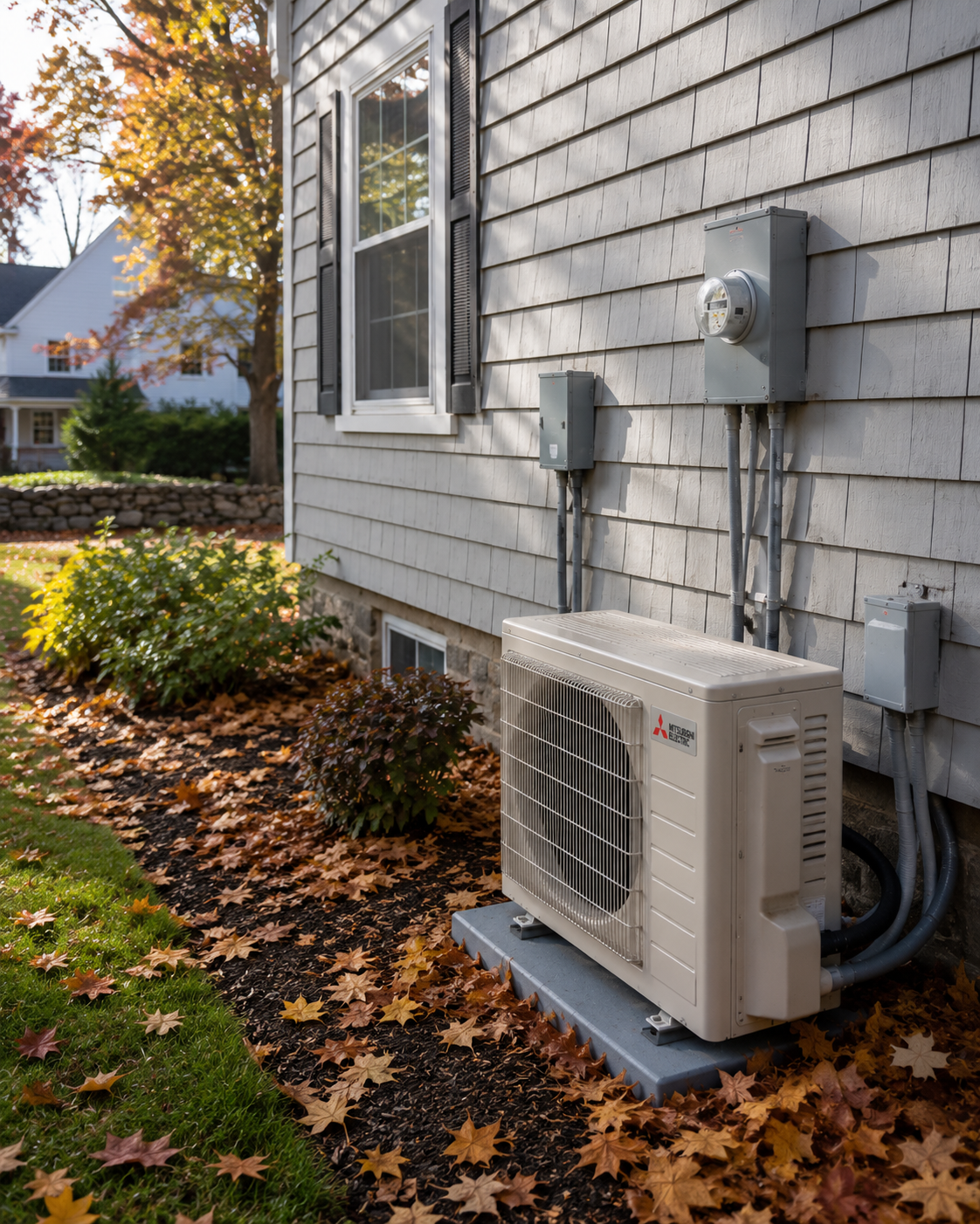 Energize Connecticut heat pump installation, a residential air-source heat pump system at a Connecticut home