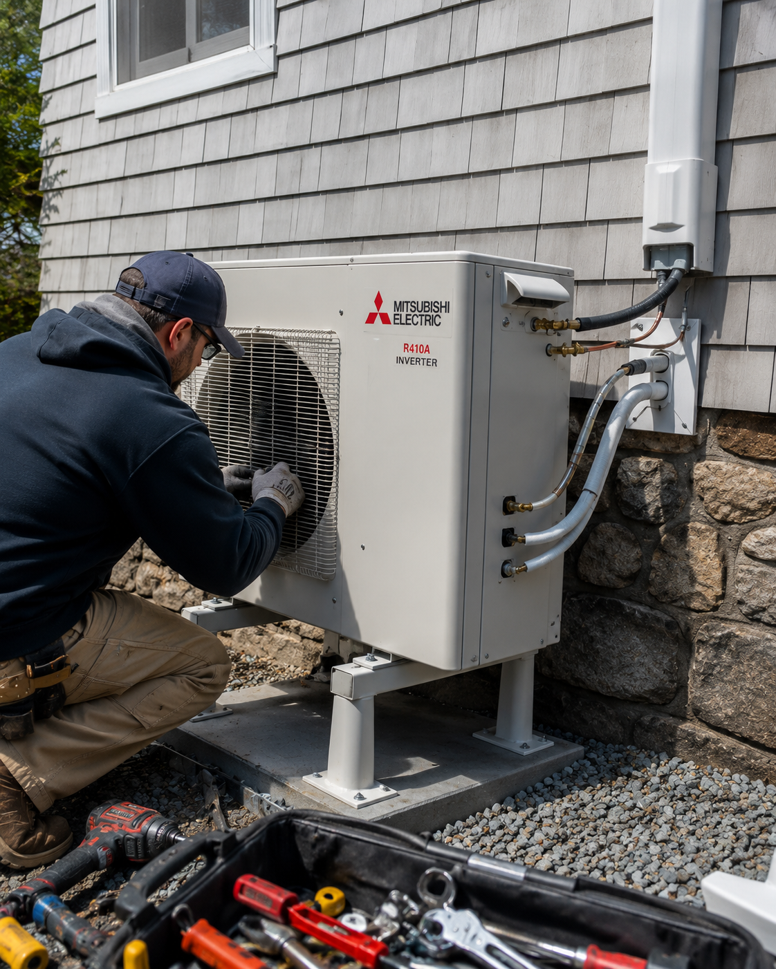 A Massachusetts heat pump installation through the MassSave rebate program